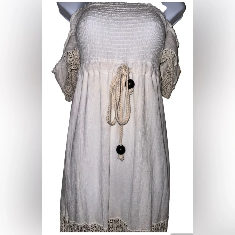 Vanja couture boutique brand SIZE M Maldivian goddess long maxi beige NWT - Picture 6 of 6